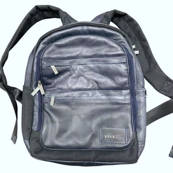 Velez Navy Handcrafted in Columbia Large Leather Laptop Lined Backpack — EUC - Picture 11 of 11